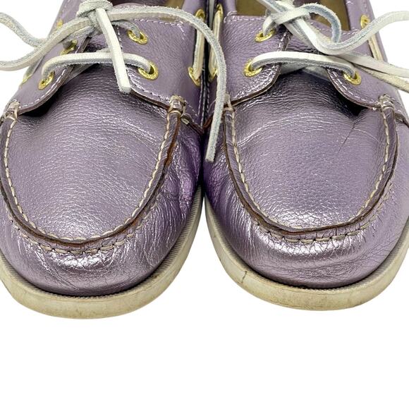 Sebago Seashell Two Eyed Light Pink Metallic Deck Shoe - Picture 8 of 15